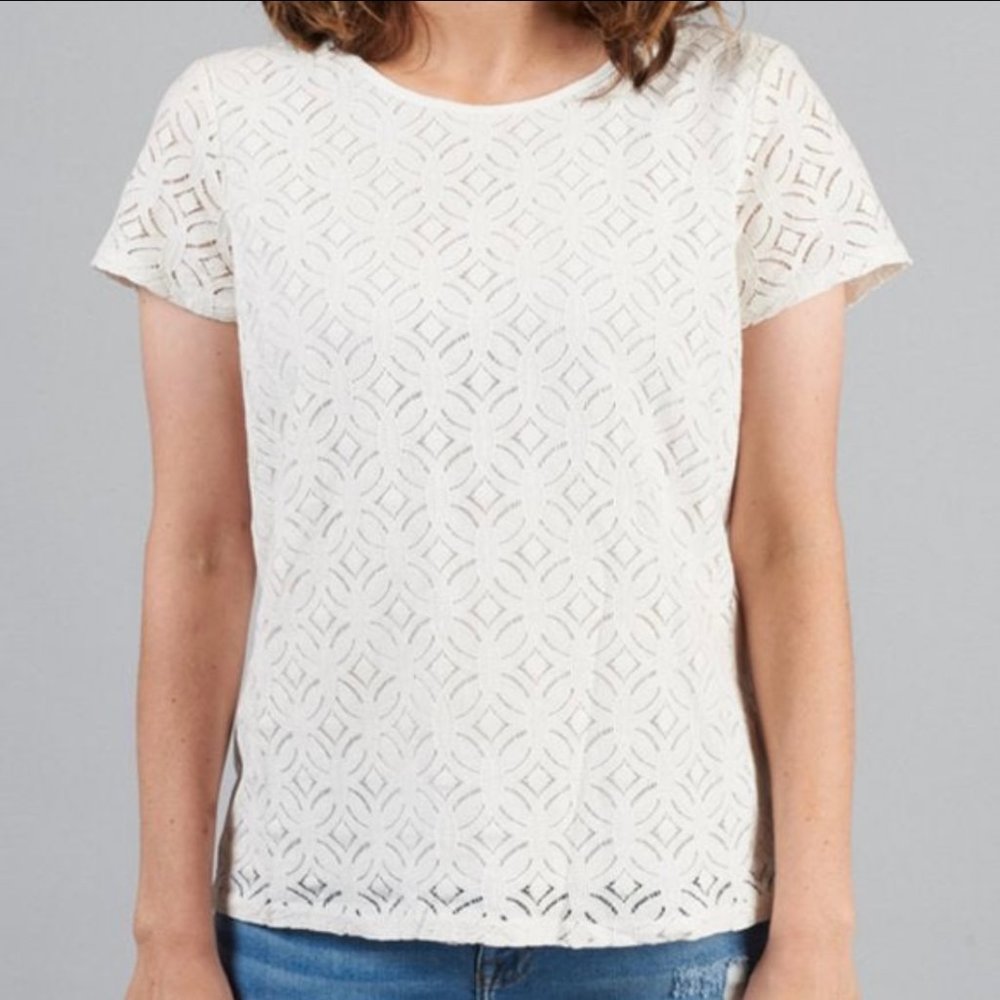 Market & Spruce Embroidered Short Sleeve Blouse